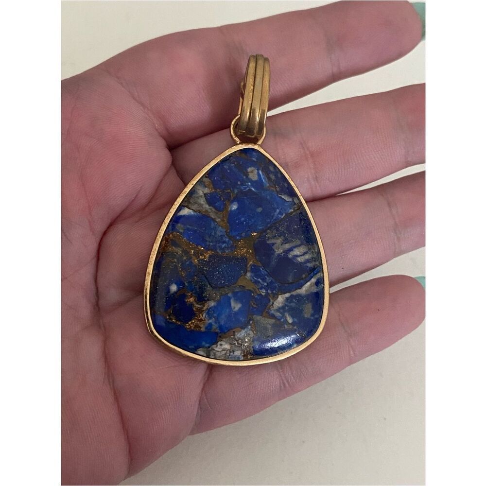 Studio Barse Bronze & Lapis Lazuli Teardrop Pendant
